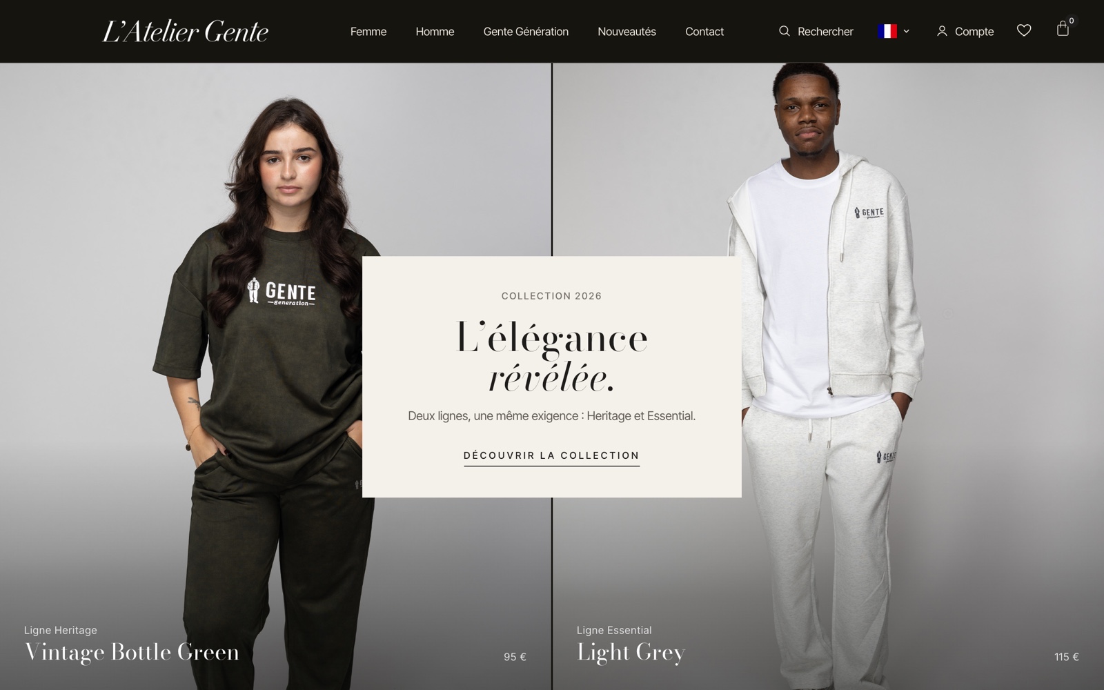 Page d'accueil de la boutique L'Atelier Gente